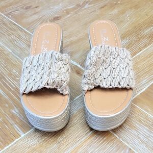 RZX Platform Sandals Slip On Wedge Slides Espadrilles Open Toe Size 5.5 NWOT